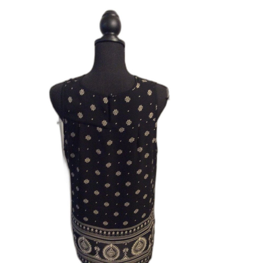 Violet + Claire Large L Sleeveless Print Top Black White